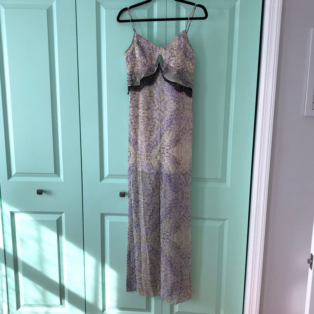 BCBG Floral long sheer dress